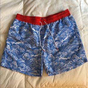 Express Men’s Wave Print Drawstring Swim Trunks
